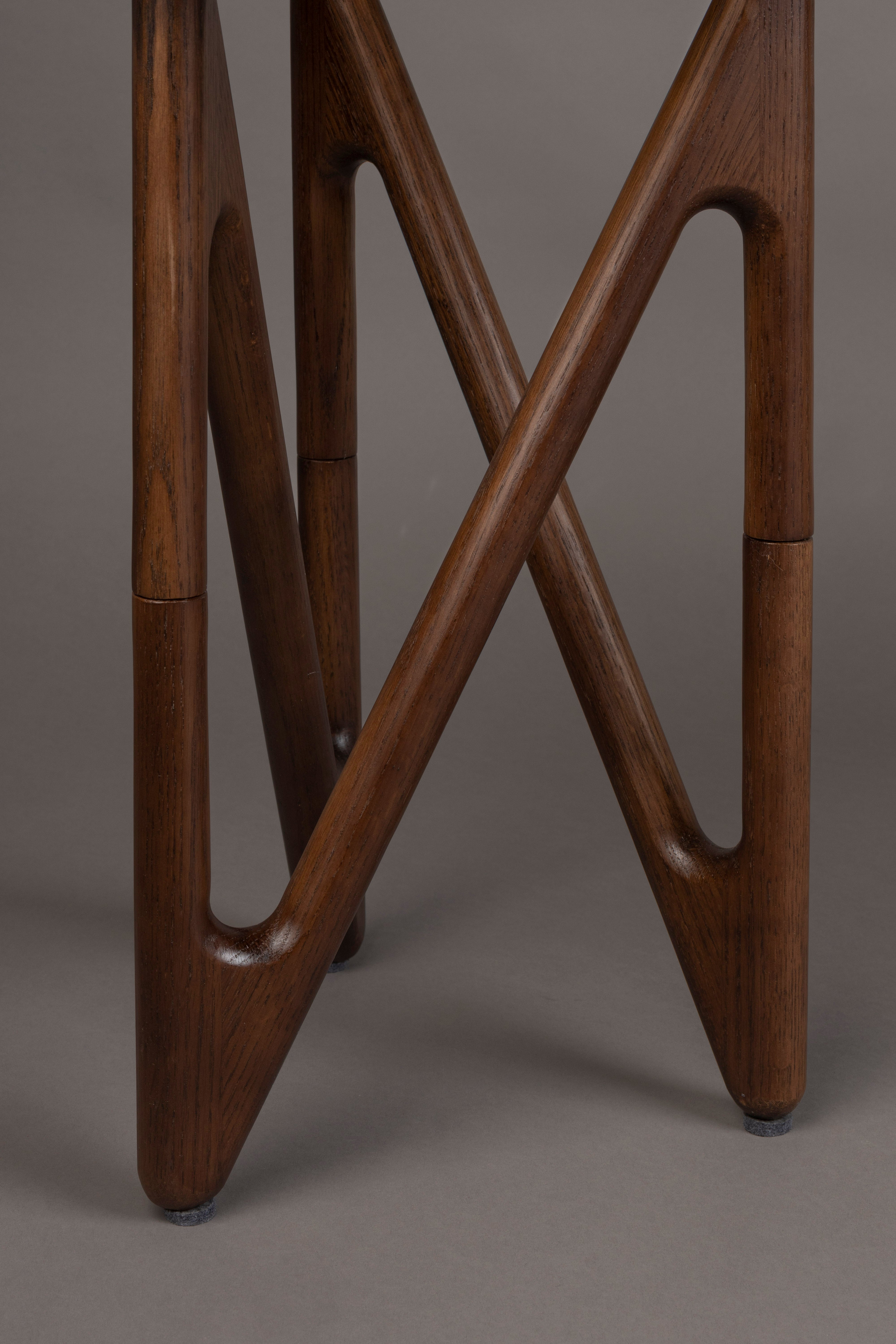 Dutchbone Naia Abstract Brown Wood & Smoked Glass Side Table